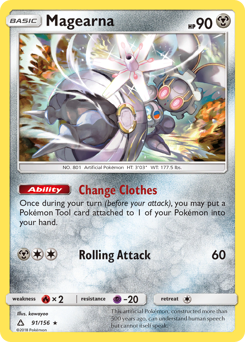 Magearna, Ultra Prism #91, Pokémon TCG card