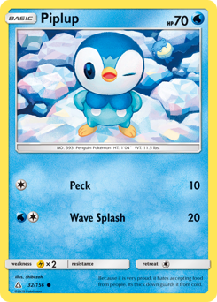 Piplup, Ultra Prism #32, Pokémon TCG card
