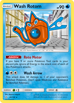 Wash Rotom, Ultra Prism #40, Pokémon TCG card