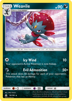 Weavile, Ultra Prism #74, Pokémon TCG card