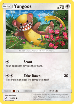 Yungoos, Ultra Prism #112, Pokémon TCG card