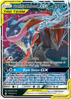 Greninja & Zoroark-GX, Unbroken Bonds #107, Pokémon TCG card