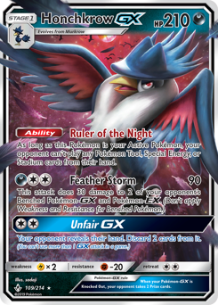 Honchkrow-GX, Unbroken Bonds #109, Pokémon TCG card