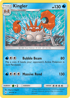 Kingler, Unbroken Bonds #47, Pokémon TCG card