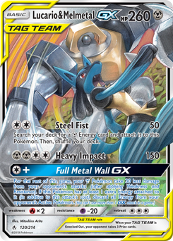 Lucario & Melmetal-GX, Unbroken Bonds #120, Pokémon TCG card