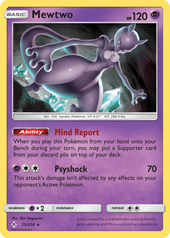 Mewtwo, Unbroken Bonds #75, Pokémon TCG card