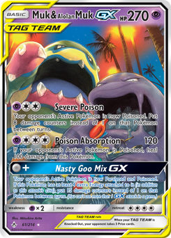Muk & Alolan Muk-GX, Unbroken Bonds #61, Pokémon TCG card