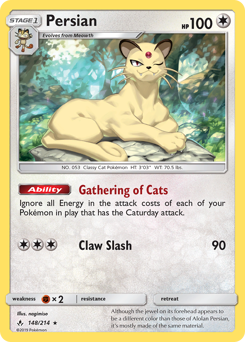 Persian, Unbroken Bonds #148, Pokémon TCG card