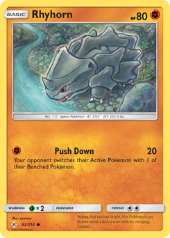 Rhyhorn, Unbroken Bonds #92, Pokémon TCG card
