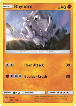 Rhyhorn, Unbroken Bonds #93, Pokémon TCG card