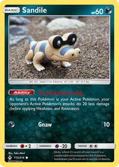 Sandile, Unbroken Bonds #113, Pokémon TCG card
