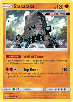 Stakataka, Unbroken Bonds #106, Pokémon TCG card