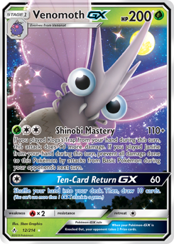 Venomoth-GX, Unbroken Bonds #12, Pokémon TCG card