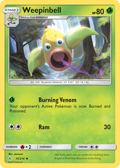 Weepinbell, Unbroken Bonds #14, Pokémon TCG card