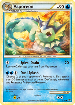 Vaporeon, Undaunted #41, Pokémon TCG card