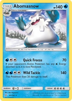 Abomasnow, Unified Minds #42, Pokémon TCG card