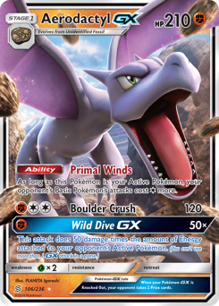 Aerodactyl-GX, Unified Minds #106, Pokémon TCG card