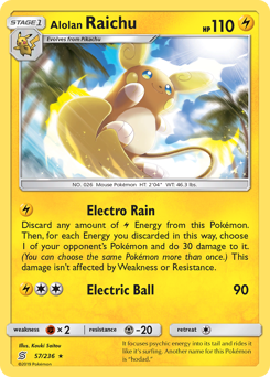 Alolan Raichu, Unified Minds #57, Pokémon TCG card