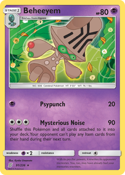 Beheeyem, Unified Minds #91, Pokémon TCG card