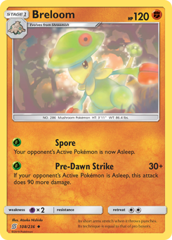 Breloom, Unified Minds #108, Pokémon TCG card