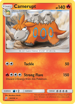 Camerupt, Unified Minds #24, Pokémon TCG card