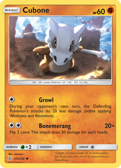 Cubone, Unified Minds #105, Pokémon TCG card