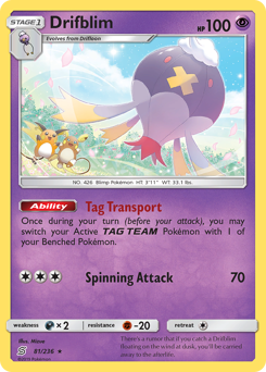 Drifblim, Unified Minds #81, Pokémon TCG card