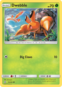 Dwebble, Unified Minds #10, Pokémon TCG card