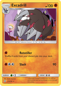 Excadrill, Unified Minds #119, Pokémon TCG card