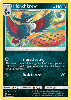 Honchkrow, Unified Minds #130, Pokémon TCG card