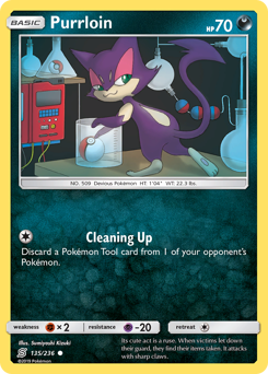 Purrloin, Unified Minds #135, Pokémon TCG card