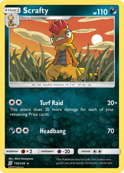 Scrafty, Unified Minds #138, Pokémon TCG card