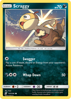 Scraggy, Unified Minds #137, Pokémon TCG card