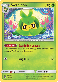 Swadloon, Unified Minds #8, Pokémon TCG card