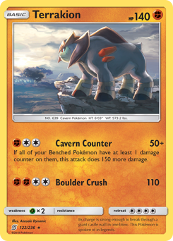 Terrakion, Unified Minds #122, Pokémon TCG card