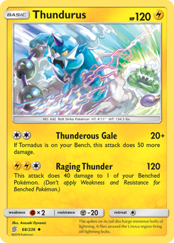 Thundurus, Unified Minds #68, Pokémon TCG card