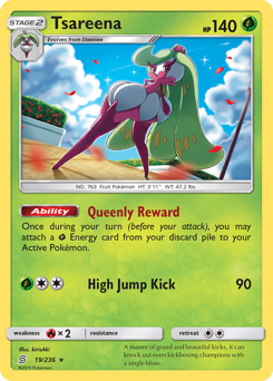 Tsareena, Unified Minds #19, Pokémon TCG card