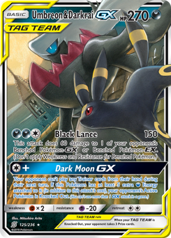 Umbreon & Darkrai-GX, Unified Minds #125, Pokémon TCG card