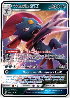Weavile-GX, Unified Minds #132, Pokémon TCG card
