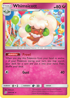 Whimsicott, Unified Minds #144, Pokémon TCG card