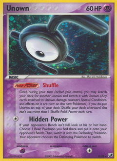 Unown, Unseen Forces #E, Pokémon TCG card