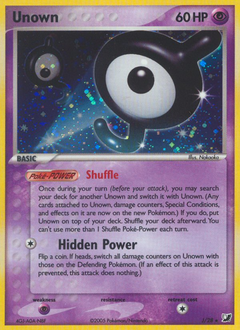 Unown, Unseen Forces #J, Pokémon TCG card