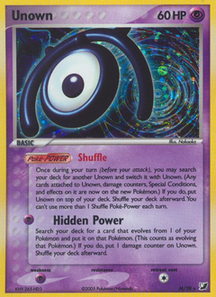 Unown, Unseen Forces #M, Pokémon TCG card