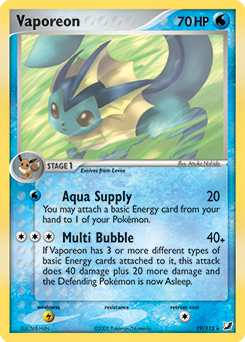 Vaporeon, Unseen Forces #19, Pokémon TCG card