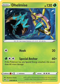 Dhelmise, Vivid Voltage #19, Pokémon TCG card