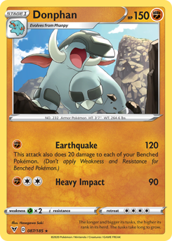 Donphan, Vivid Voltage #87, Pokémon TCG card