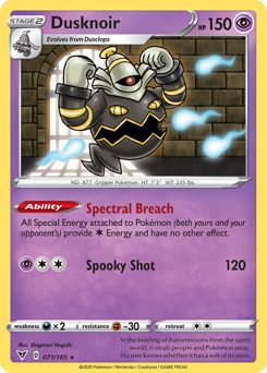 Dusknoir, Vivid Voltage #71, Pokémon TCG card