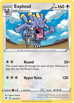Exploud, Vivid Voltage #137, Pokémon TCG card