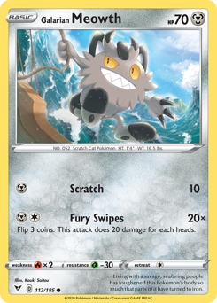 Galarian Meowth, Vivid Voltage #112, Pokémon TCG card