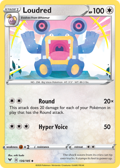 Loudred, Vivid Voltage #136, Pokémon TCG card